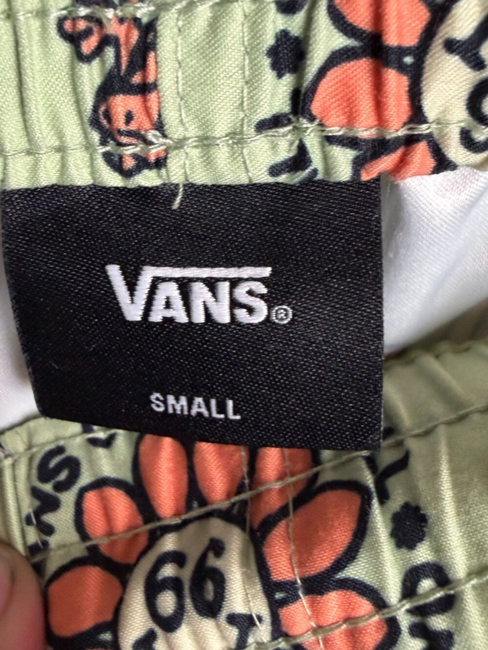 Van's Men's Size S Mixed Volley Swim Tunk Board Shorts Green Hippie Frogs Beach - Picture 3 of 9